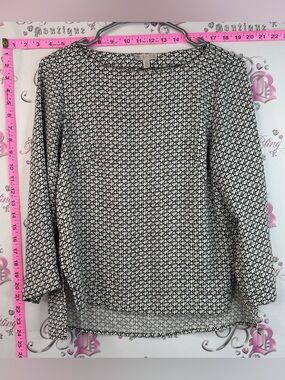 Lila Rose shirt blouse dotted style Black and White Printed Long Sleeve Blouse
